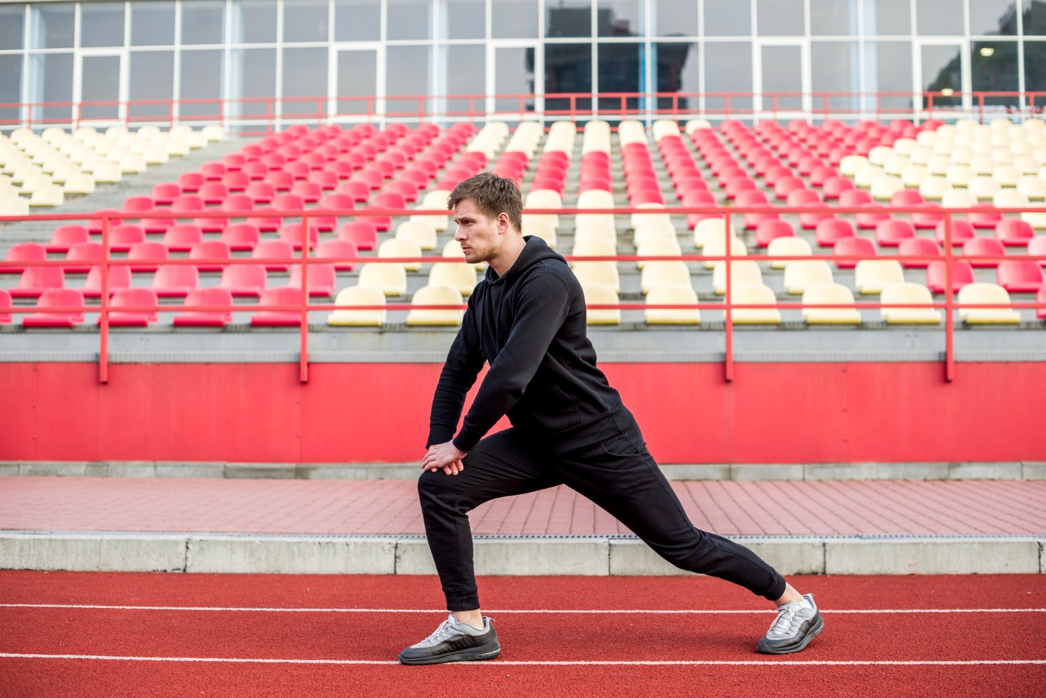 Athlete wearing sports visor after training