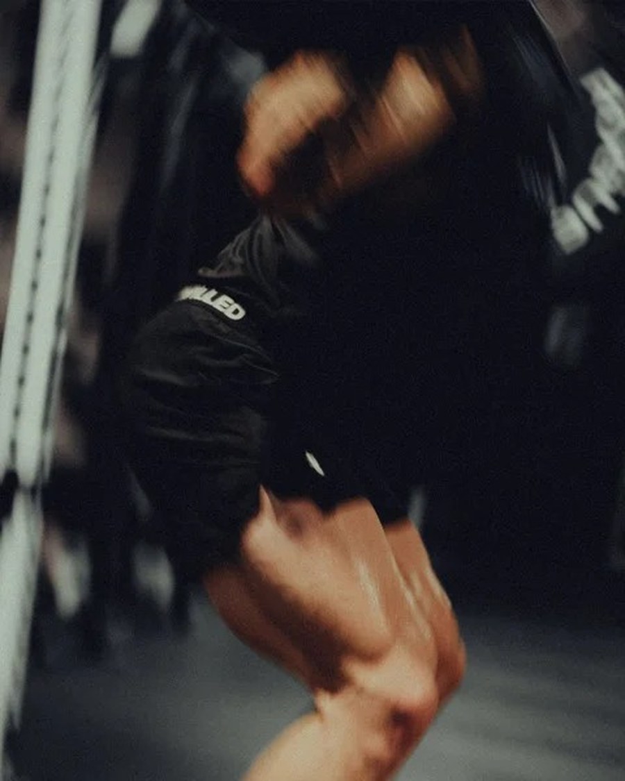 Athlete leg training detail in motion